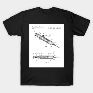 Medical Syringe Patent - Doctor Nurse Doctors Office Art - White T-Shirt